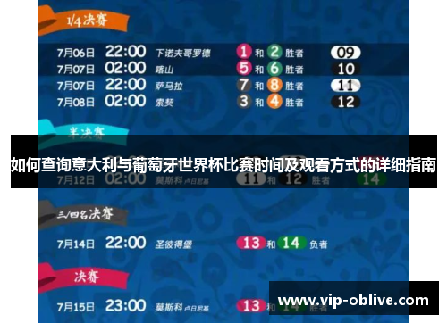 如何查询意大利与葡萄牙世界杯比赛时间及观看方式的详细指南